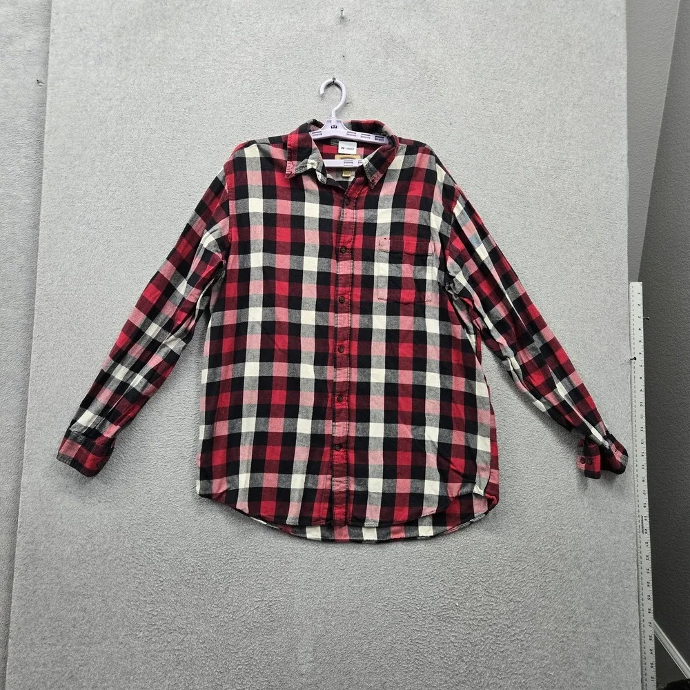 The Foundry Supply Co Men Button Up Shirt XLT Red Plaid Flannel